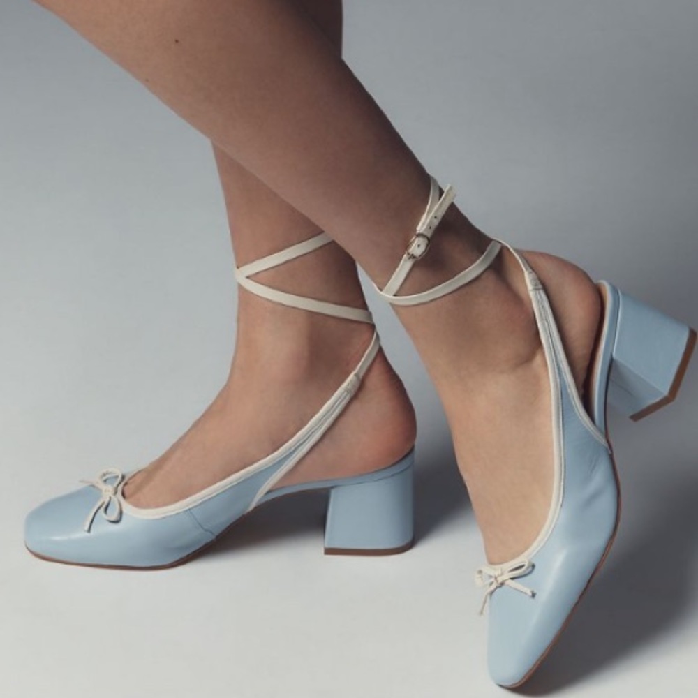 Anthropologie Light Blue Ballerina Heels - Picture 2 of 6